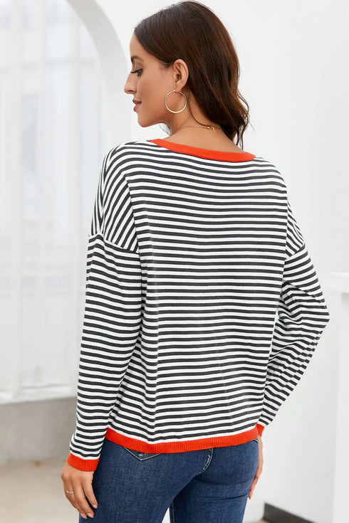 'Jolene' Striped Drop Shoulder T-Shirt - Celes Fashion